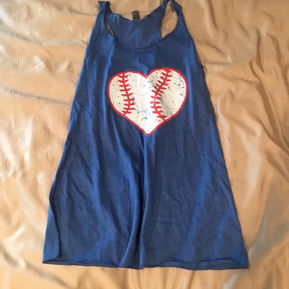 Blue “baseball love” flowy tank